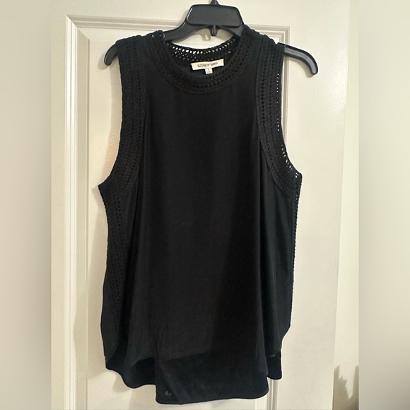 Elizabeth and James Black Crochet Trim Tank Top - Picture 1 of 4